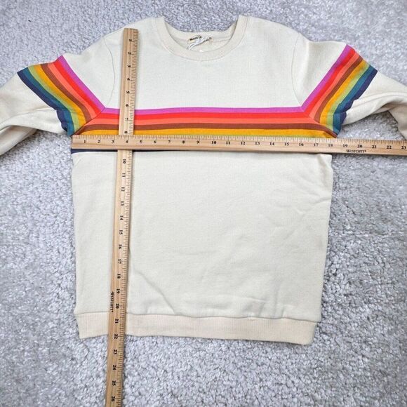 Marine Layer Anytime Sweatshirt Ivory Rainbow Striped NEW - Picture 8 of 10